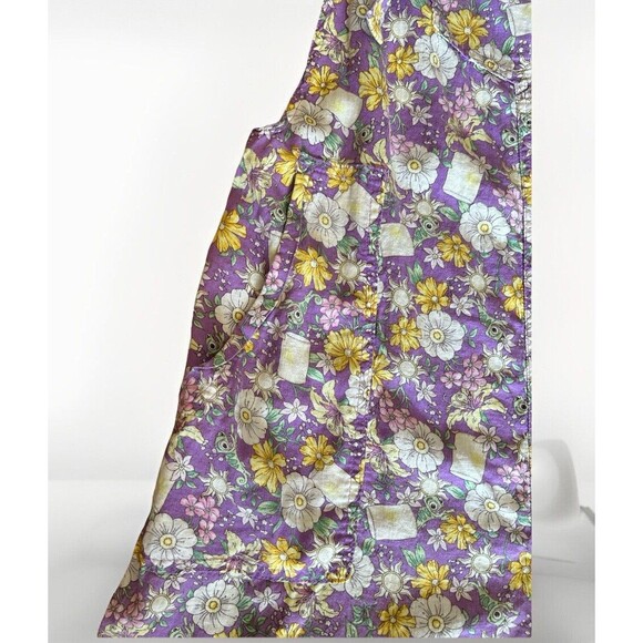 Disney Princess Linen Blend Overall Shorts Floral Woman’s Size Small Purple - Picture 3 of 10